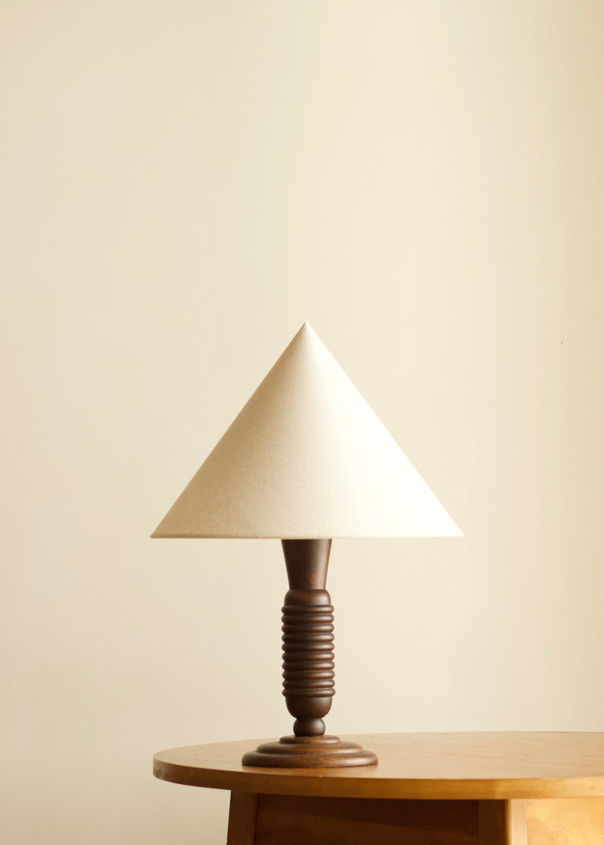 French Art Deco Ribbed Wood Table Lamp