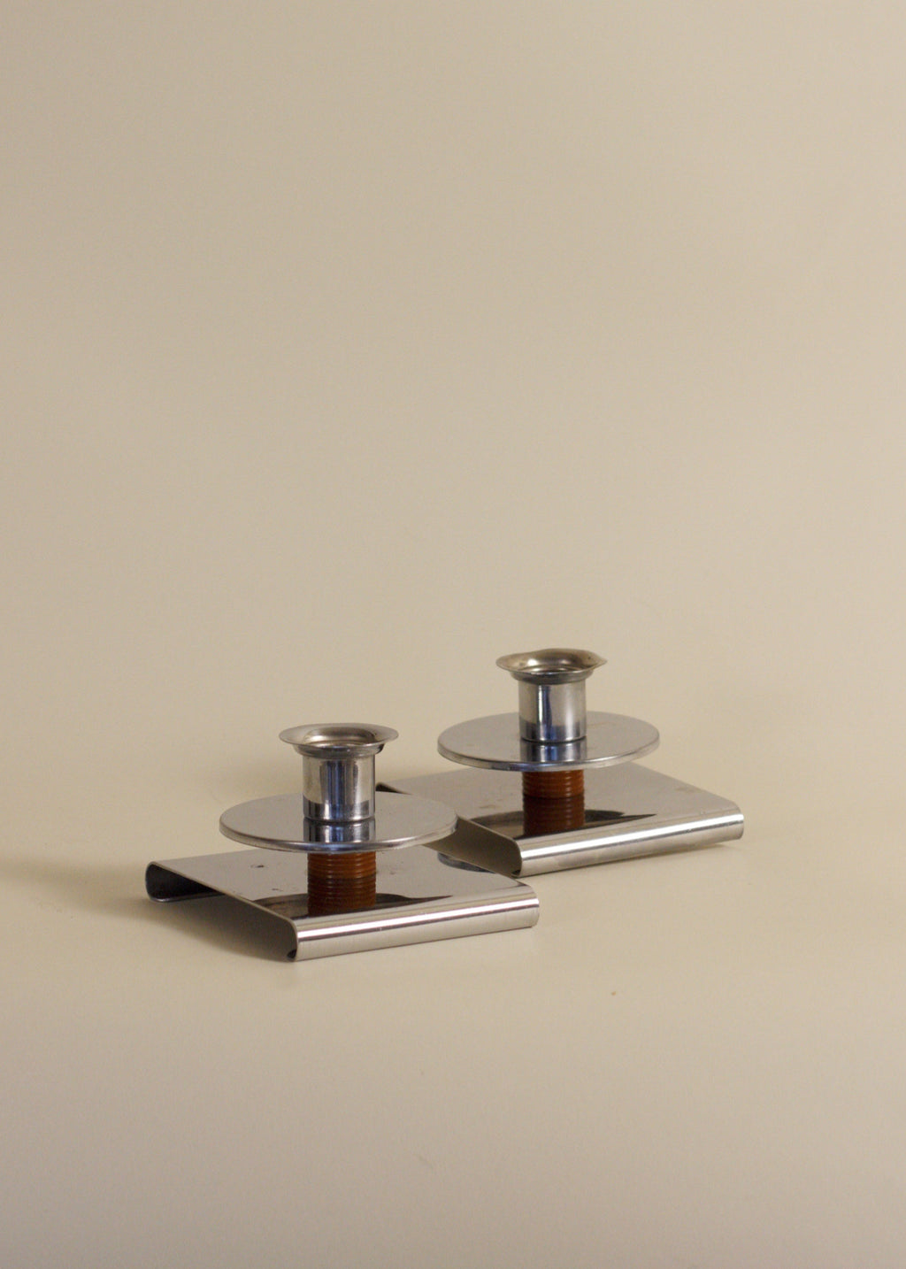 Pair of Art Deco Chrome Candlesticks