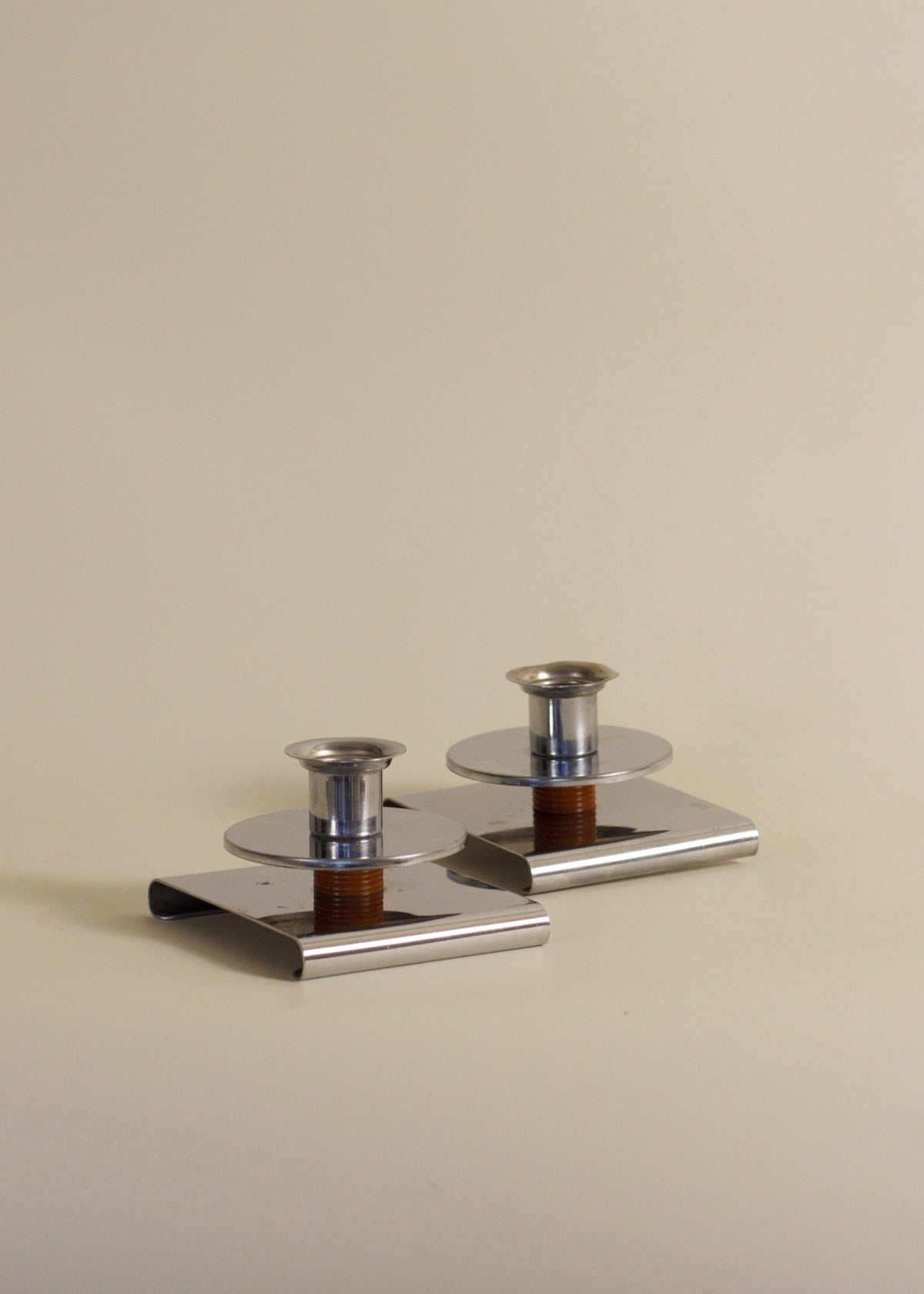 Pair of Art Deco Chrome Candlesticks