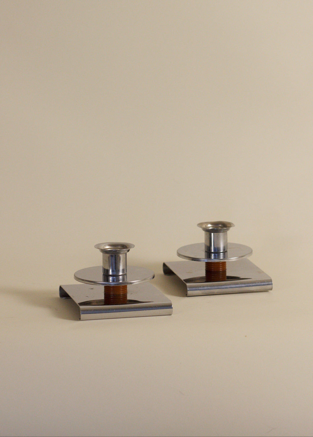 Pair of Art Deco Chrome Candlesticks