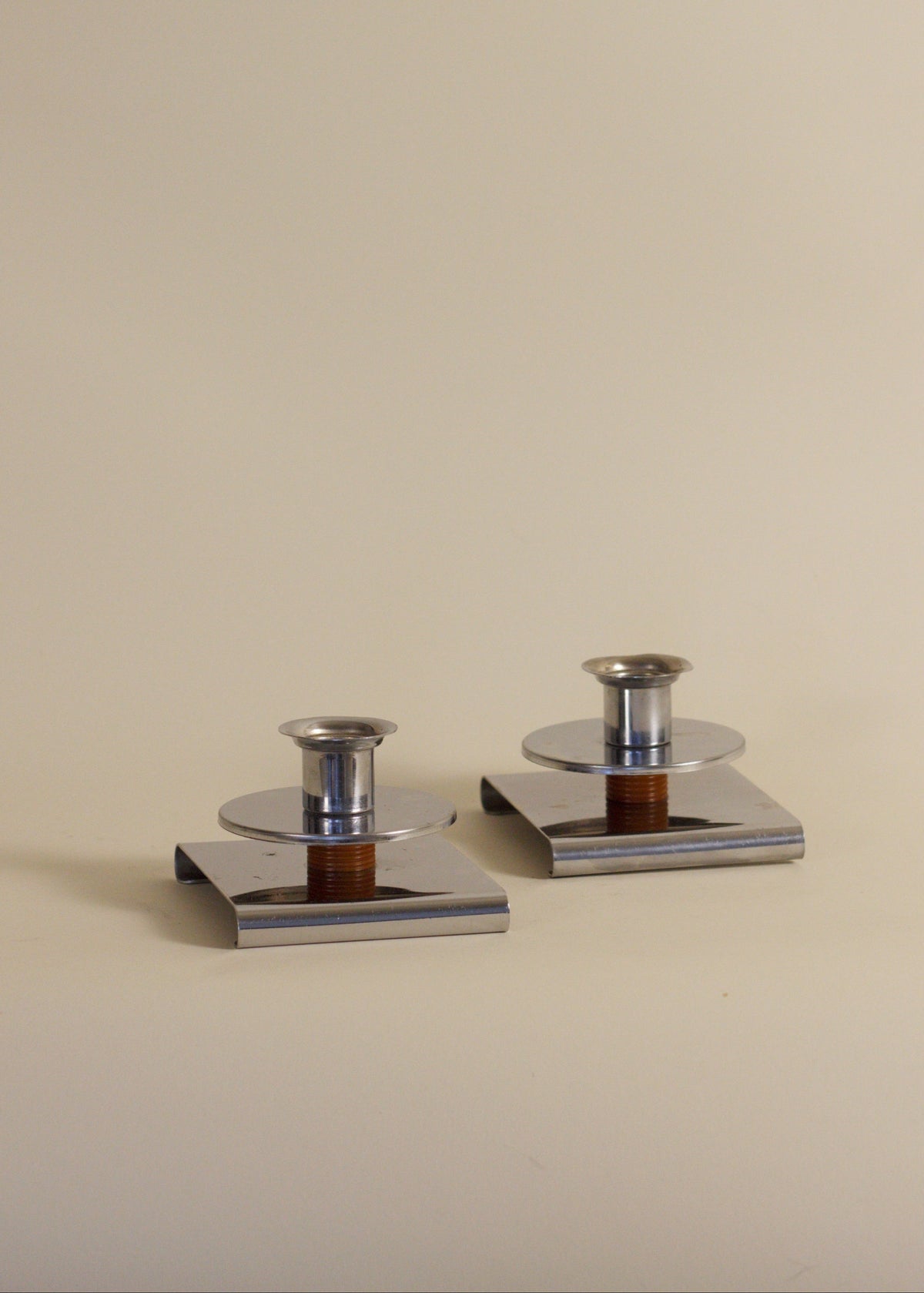 Pair of Art Deco Chrome Candlesticks