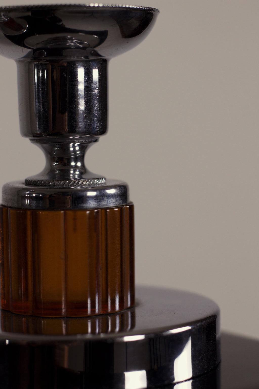 Art Deco Chrome & Amber Candlesticks