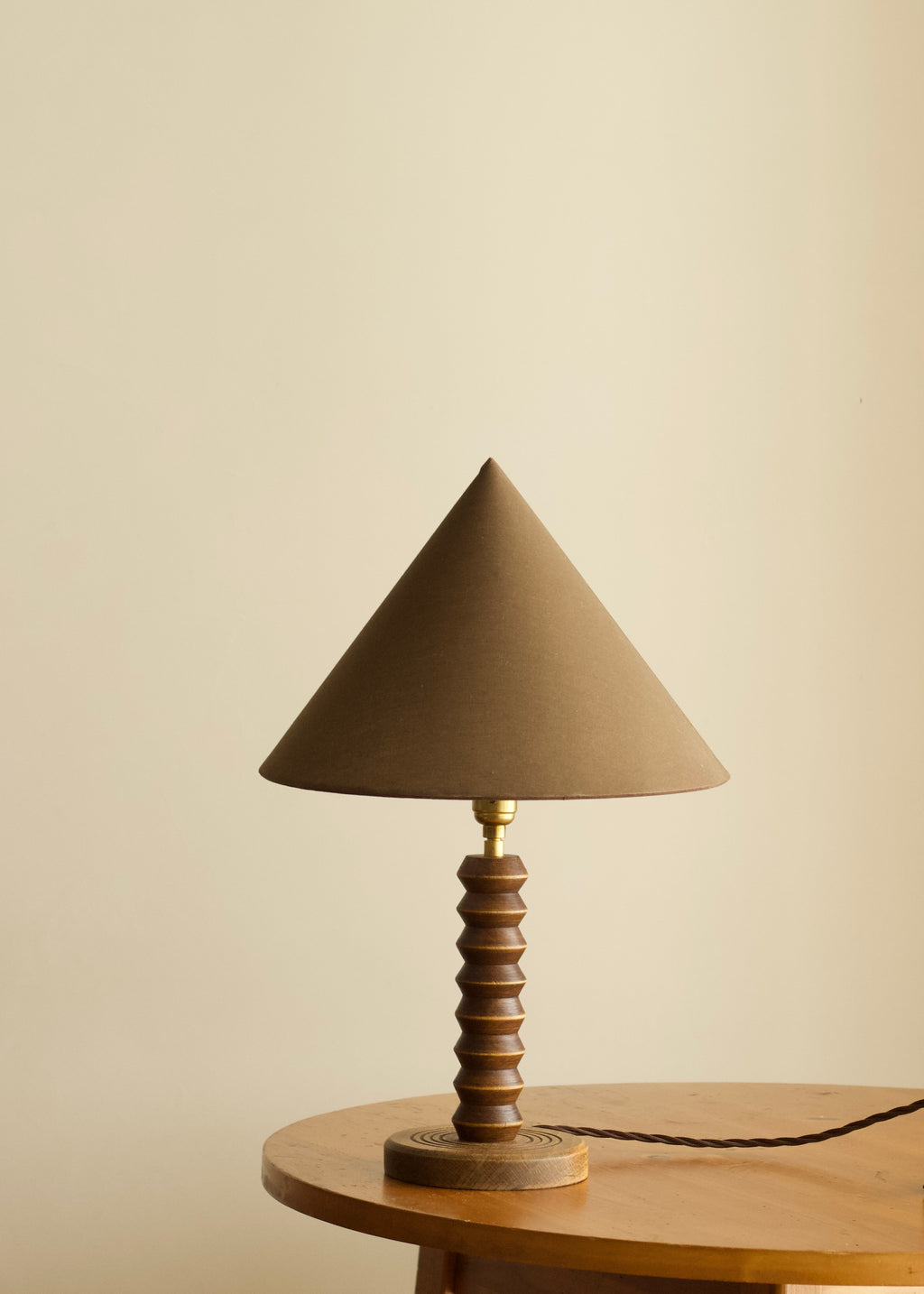 French Art Deco Geometric Wood Table Lamp