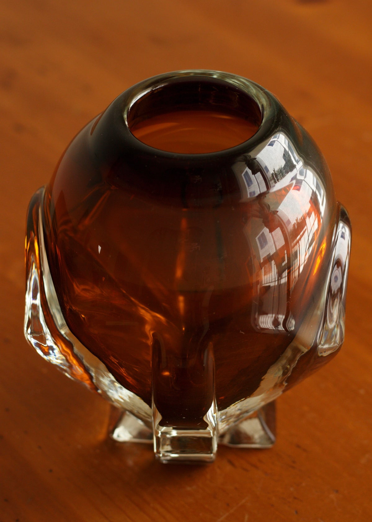 Amber Sculptural Glass Vase