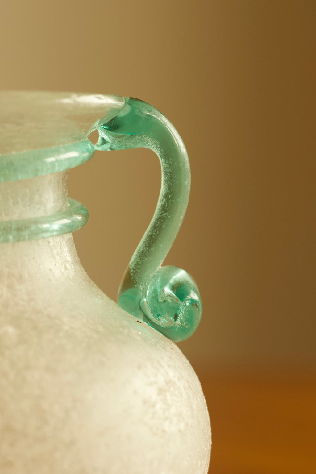 Glass Vase with Aqua Handles