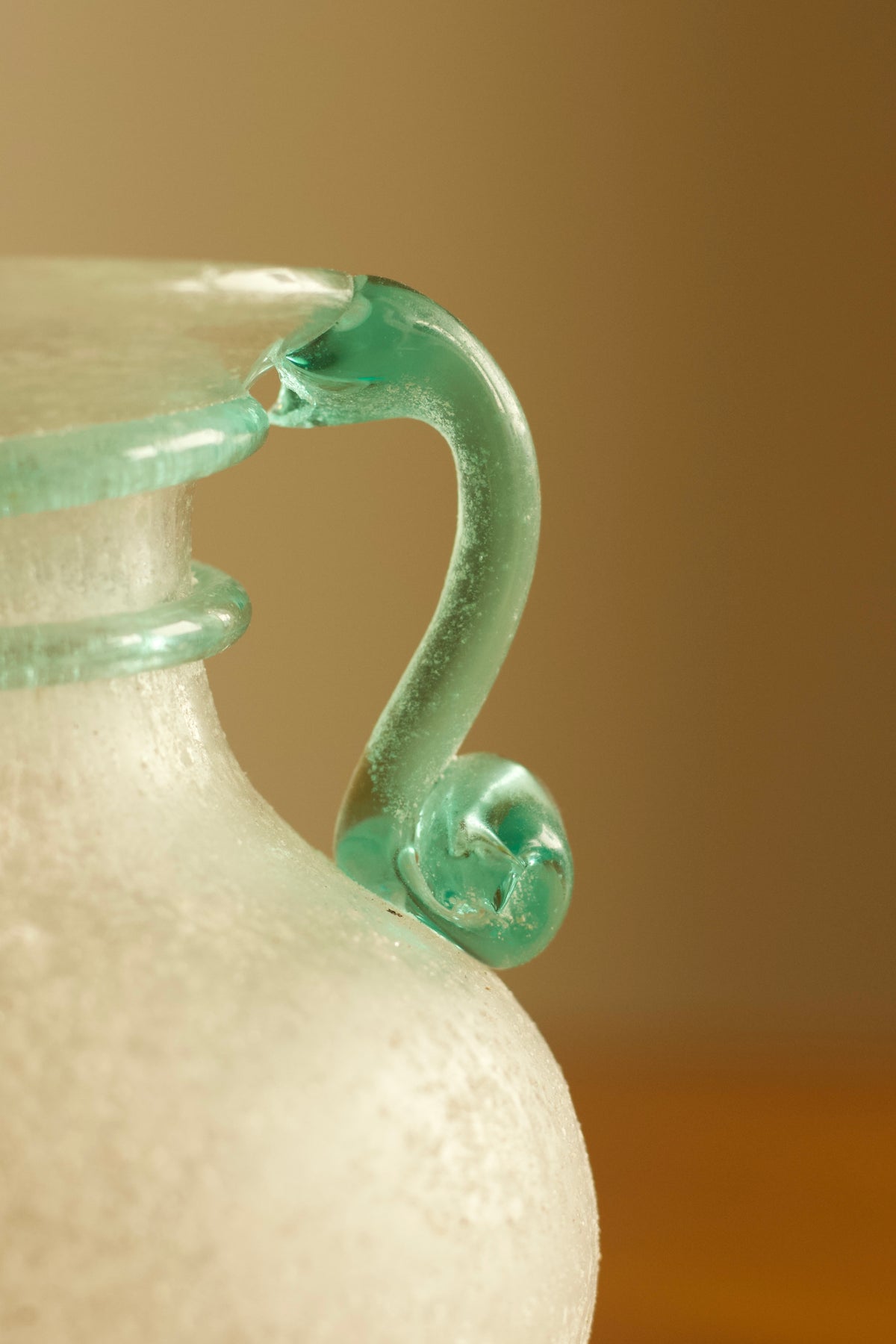 Glass Vase with Aqua Handles