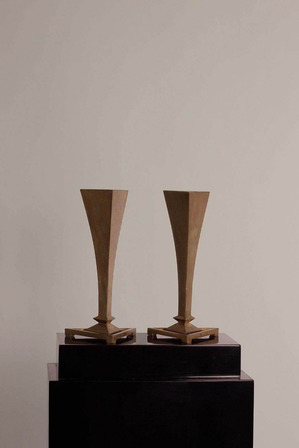 Pair of Art Deco Brass Vases