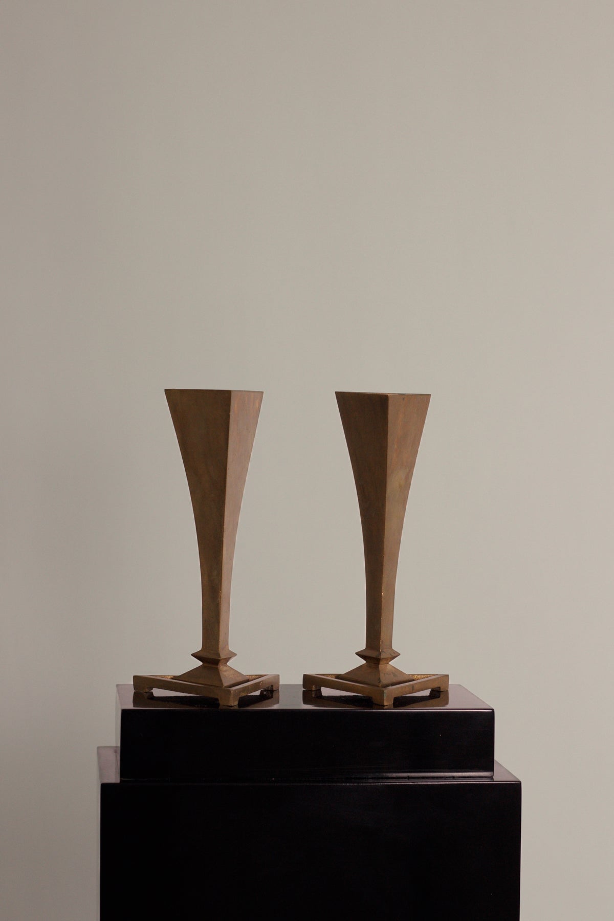 Pair of Art Deco Brass Vases