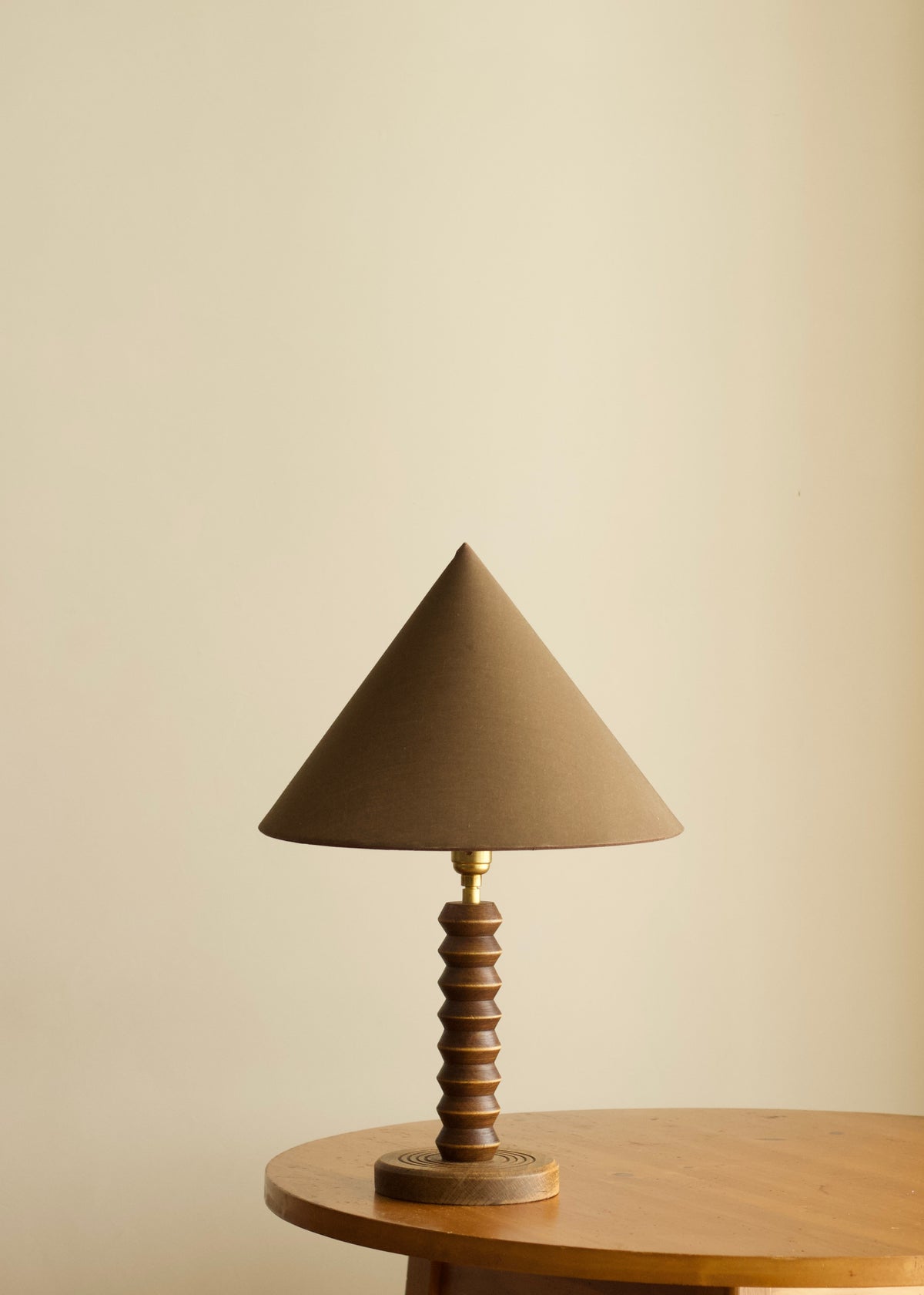 French Art Deco Geometric Wood Table Lamp