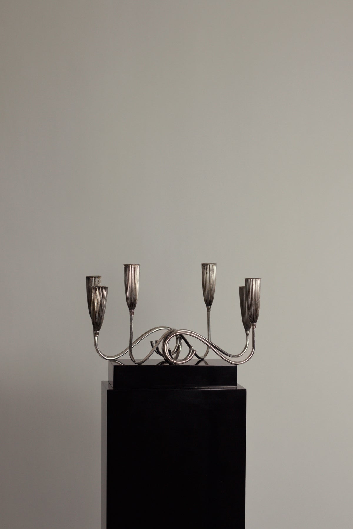 Art Deco Silverplate Candlesticks, Pair