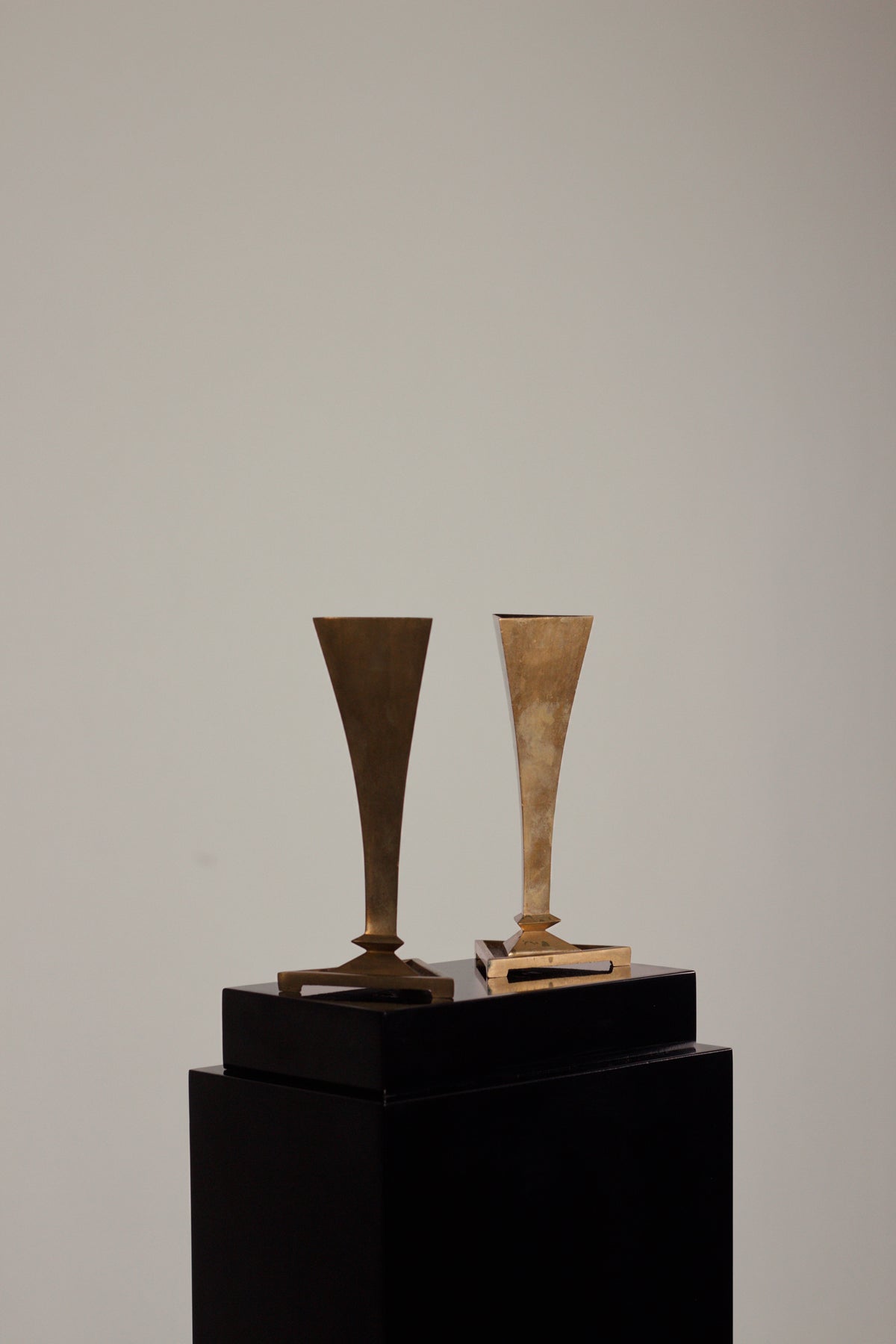 Pair of Art Deco Brass Vases