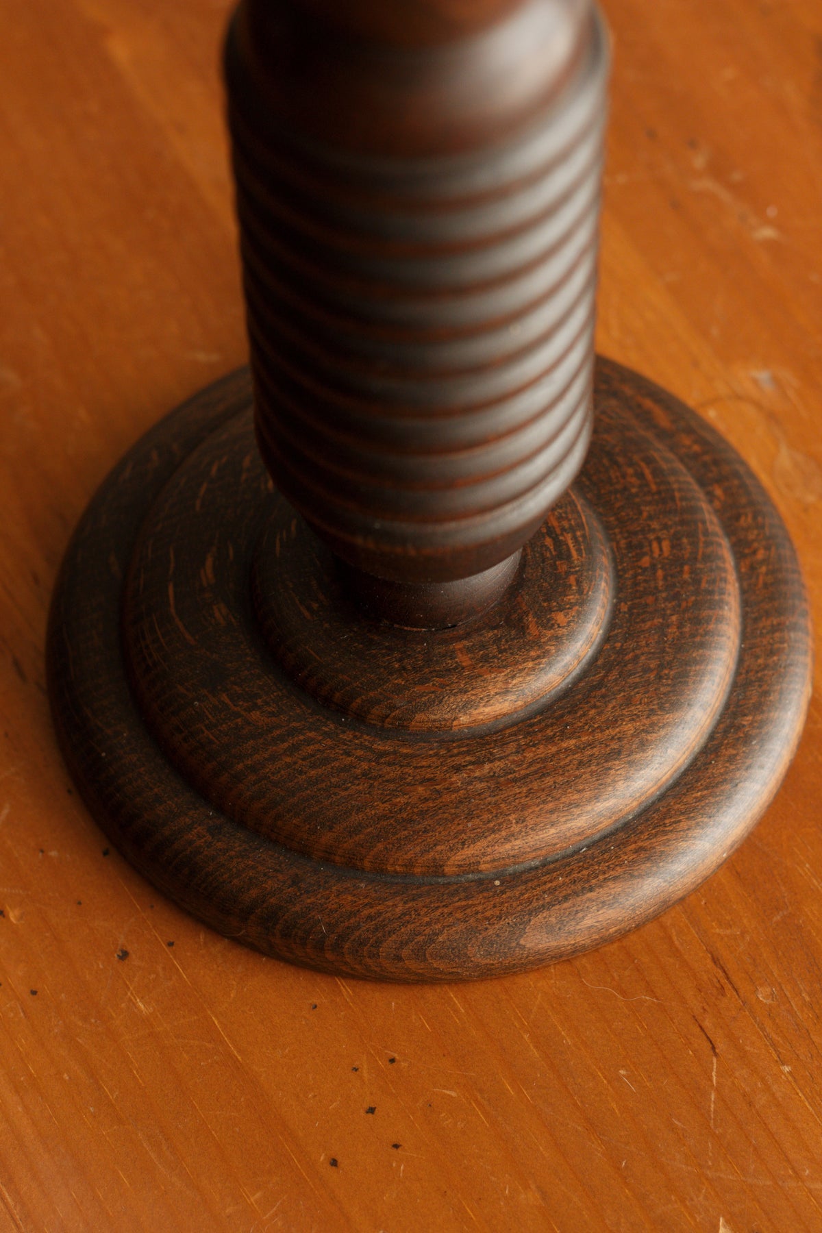 French Art Deco Ribbed Wood Table Lamp