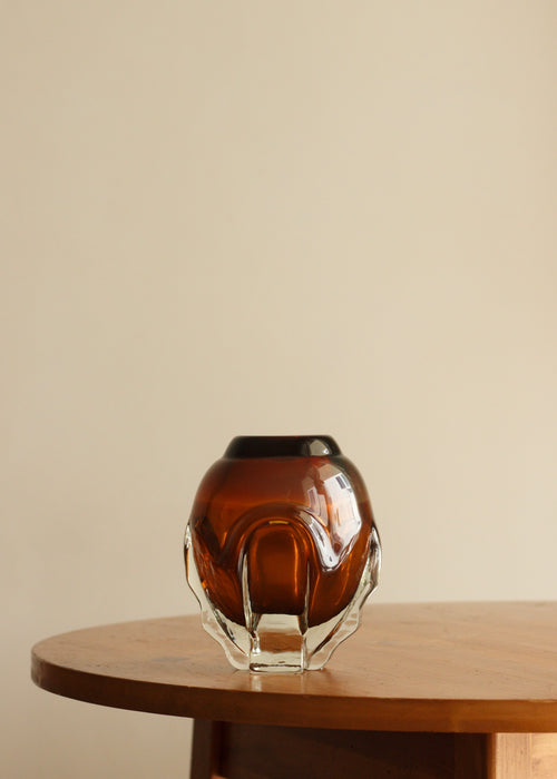 Amber Sculptural Glass Vase