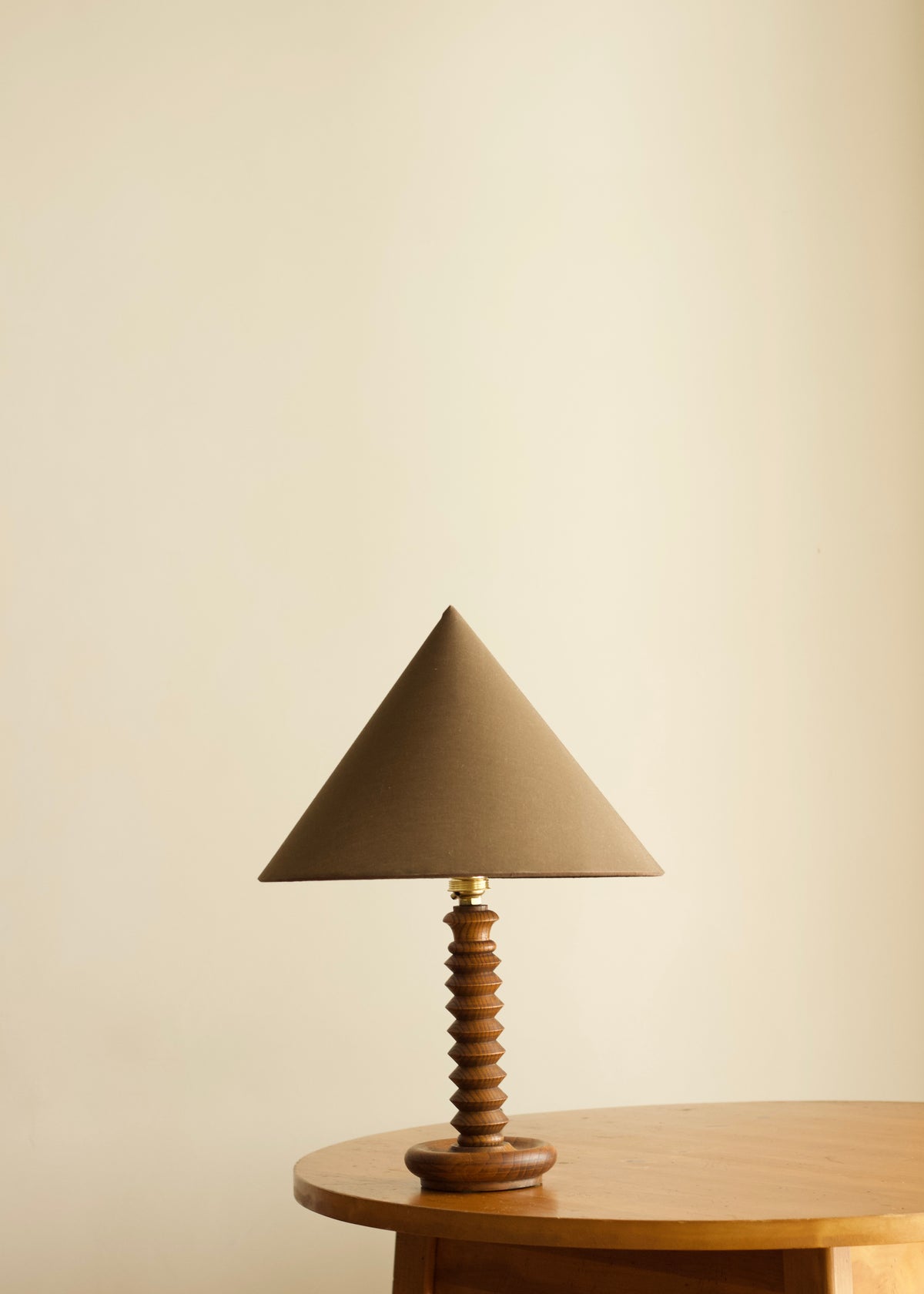 French Art Deco Geometric Wood Table Lamp