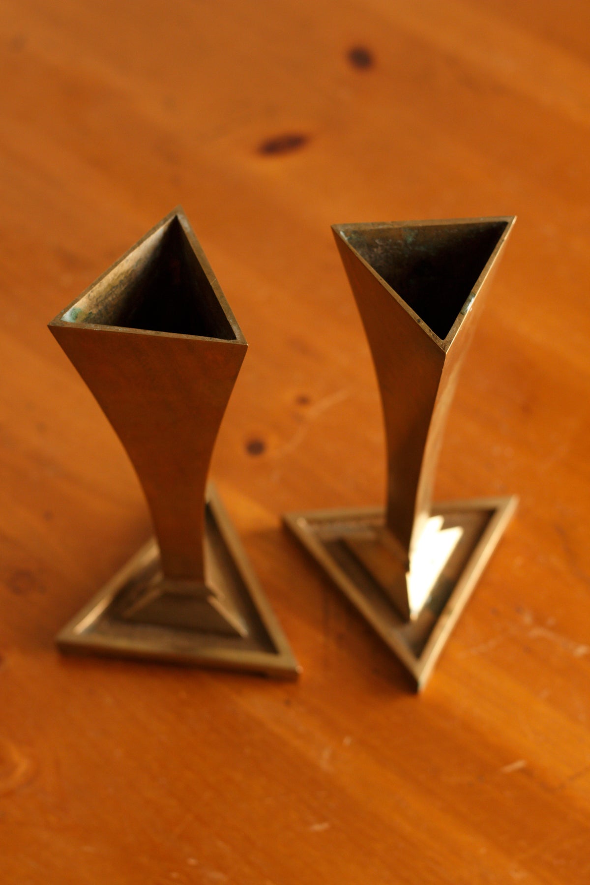 Pair of Art Deco Brass Vases