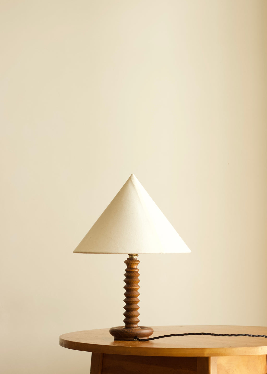 French Art Deco Geometric Wood Table Lamp