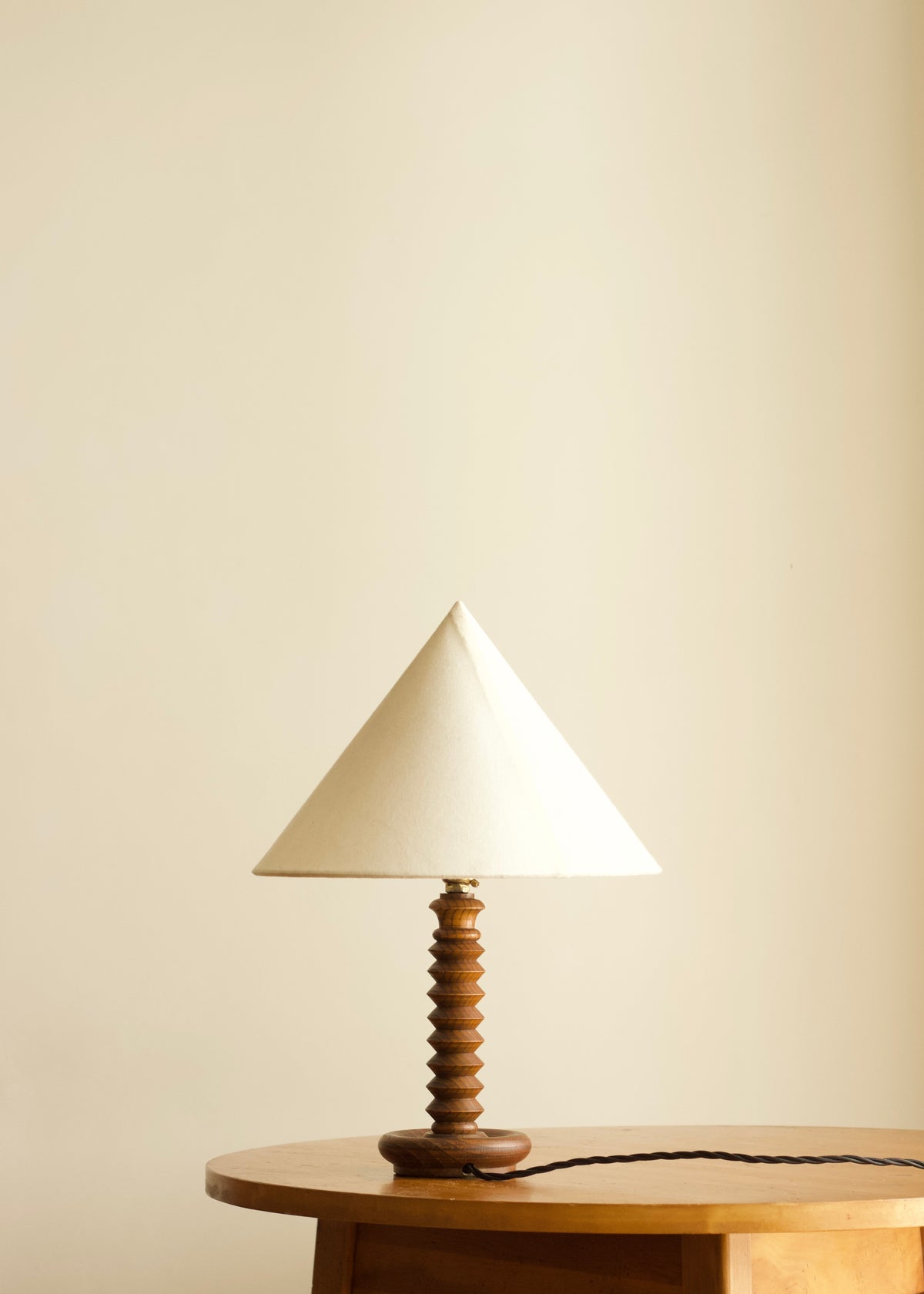 French Art Deco Geometric Wood Table Lamp