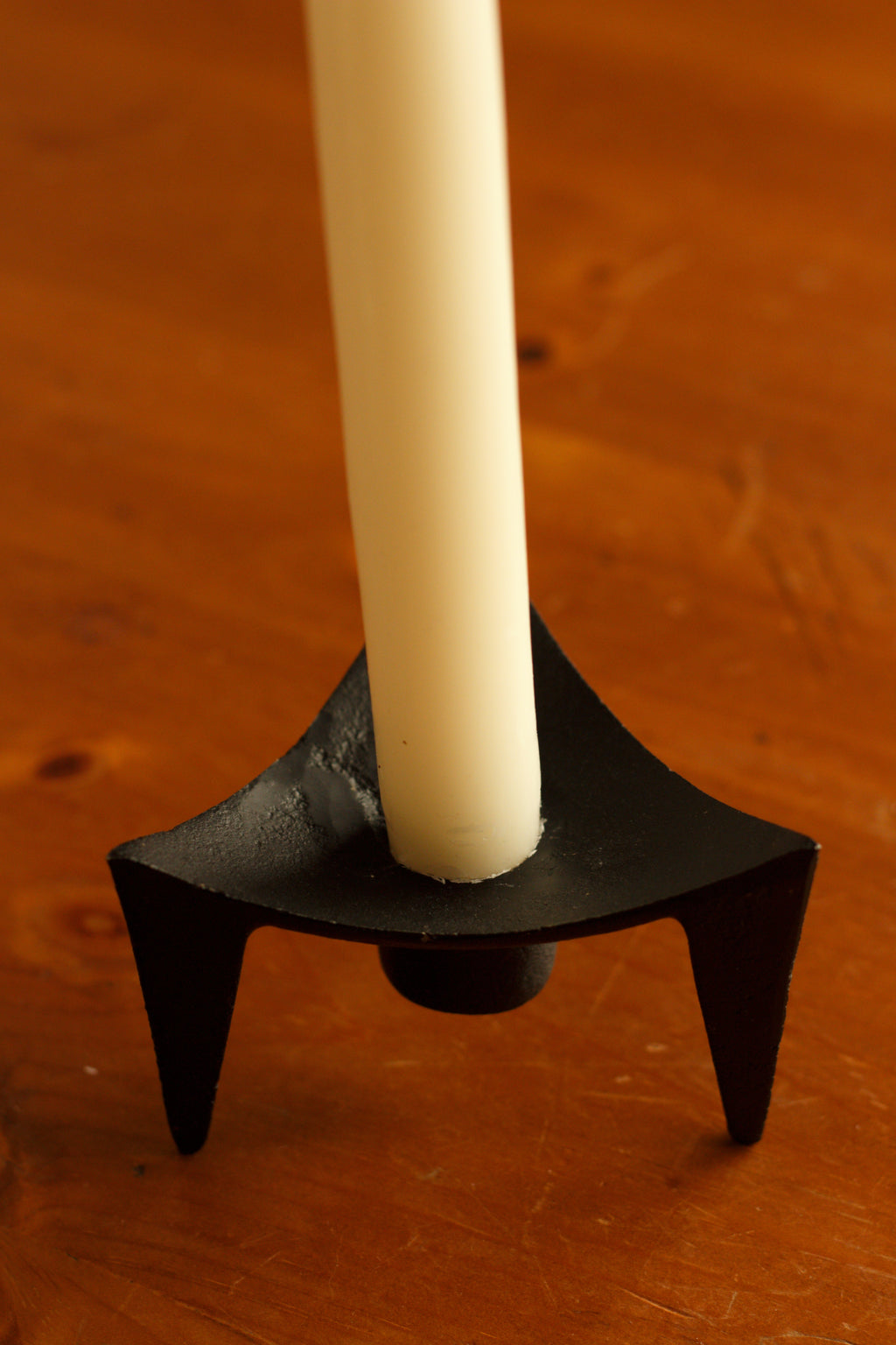 Sculptural Japanese Iron Candlestick, Pair