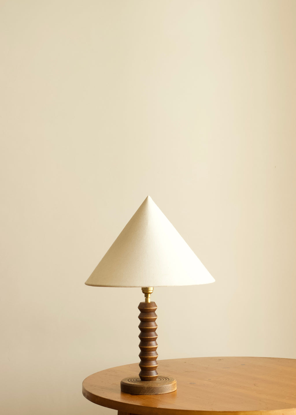 French Art Deco Geometric Wood Table Lamp