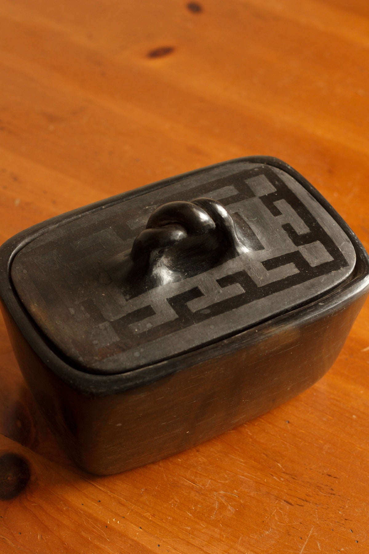 Sculptural Black Ceramic Box
