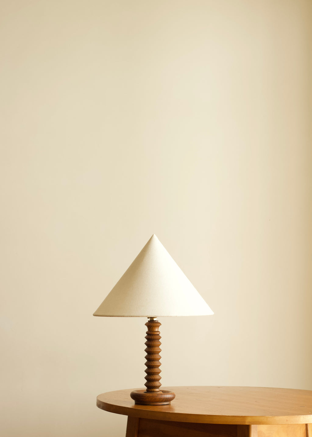 French Art Deco Geometric Wood Table Lamp