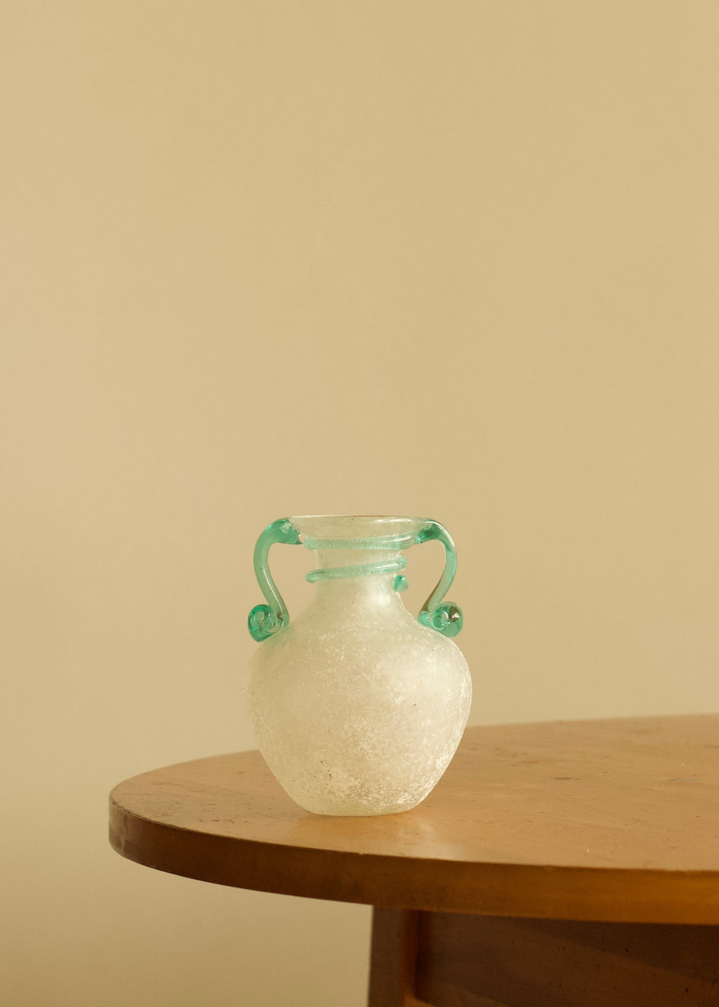 Glass Vase with Aqua Handles