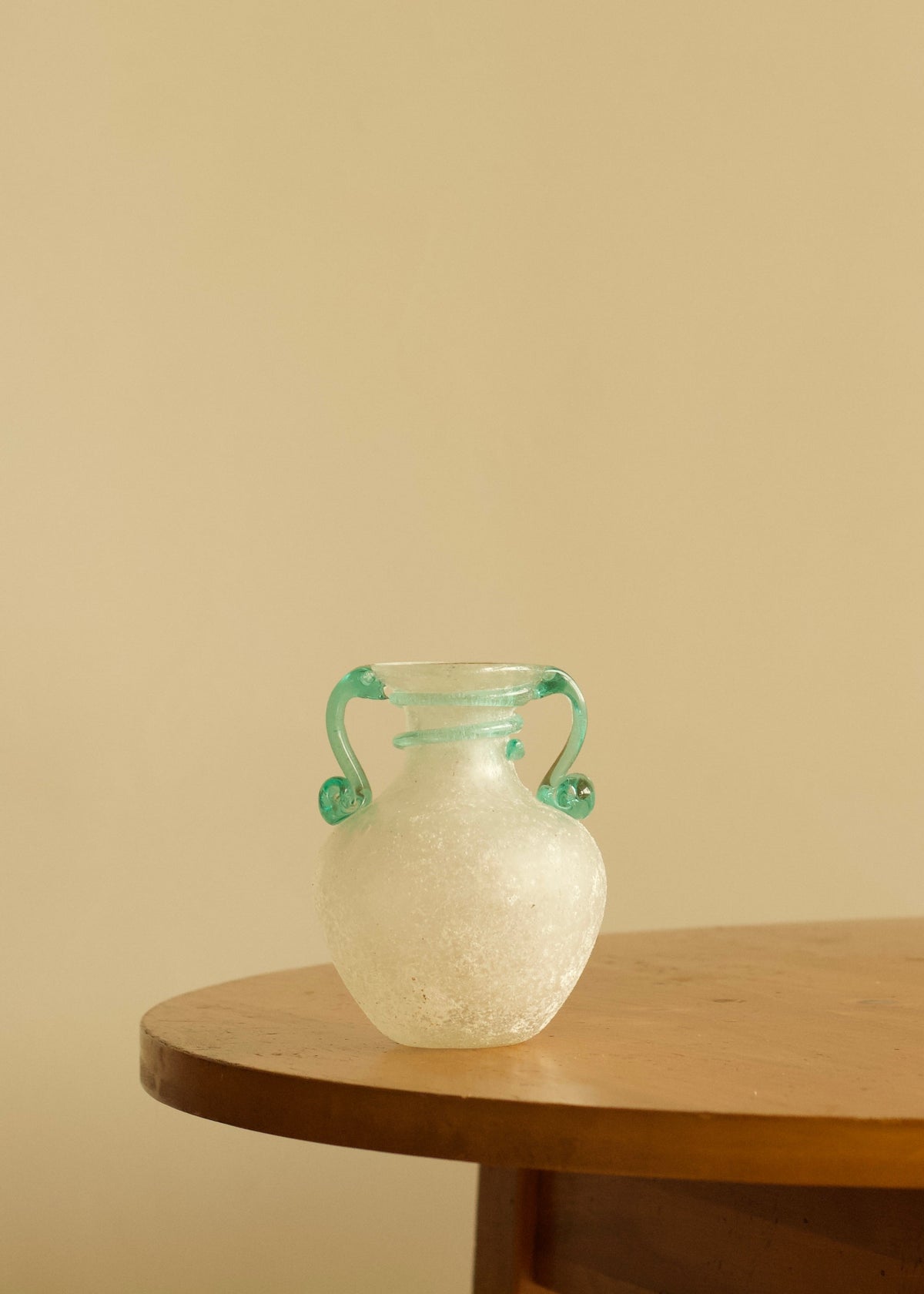 Glass Vase with Aqua Handles