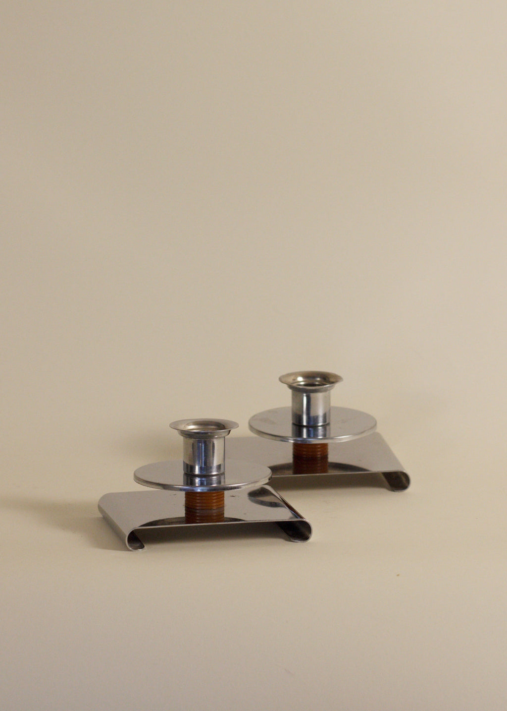 Pair of Art Deco Chrome Candlesticks