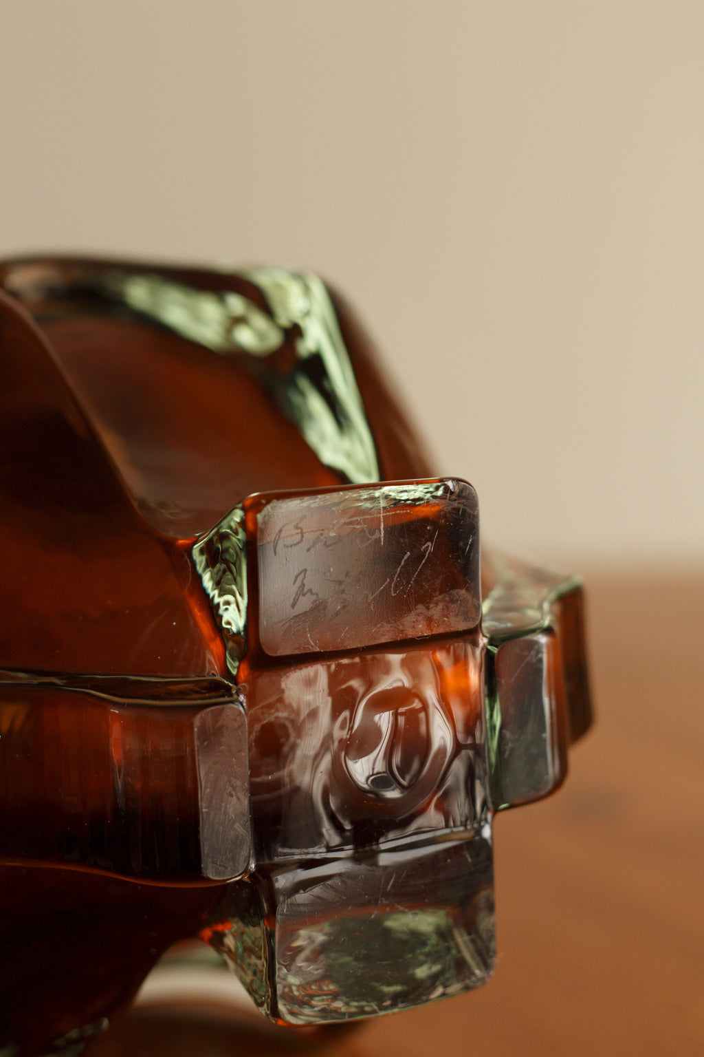 Amber Sculptural Glass Vase