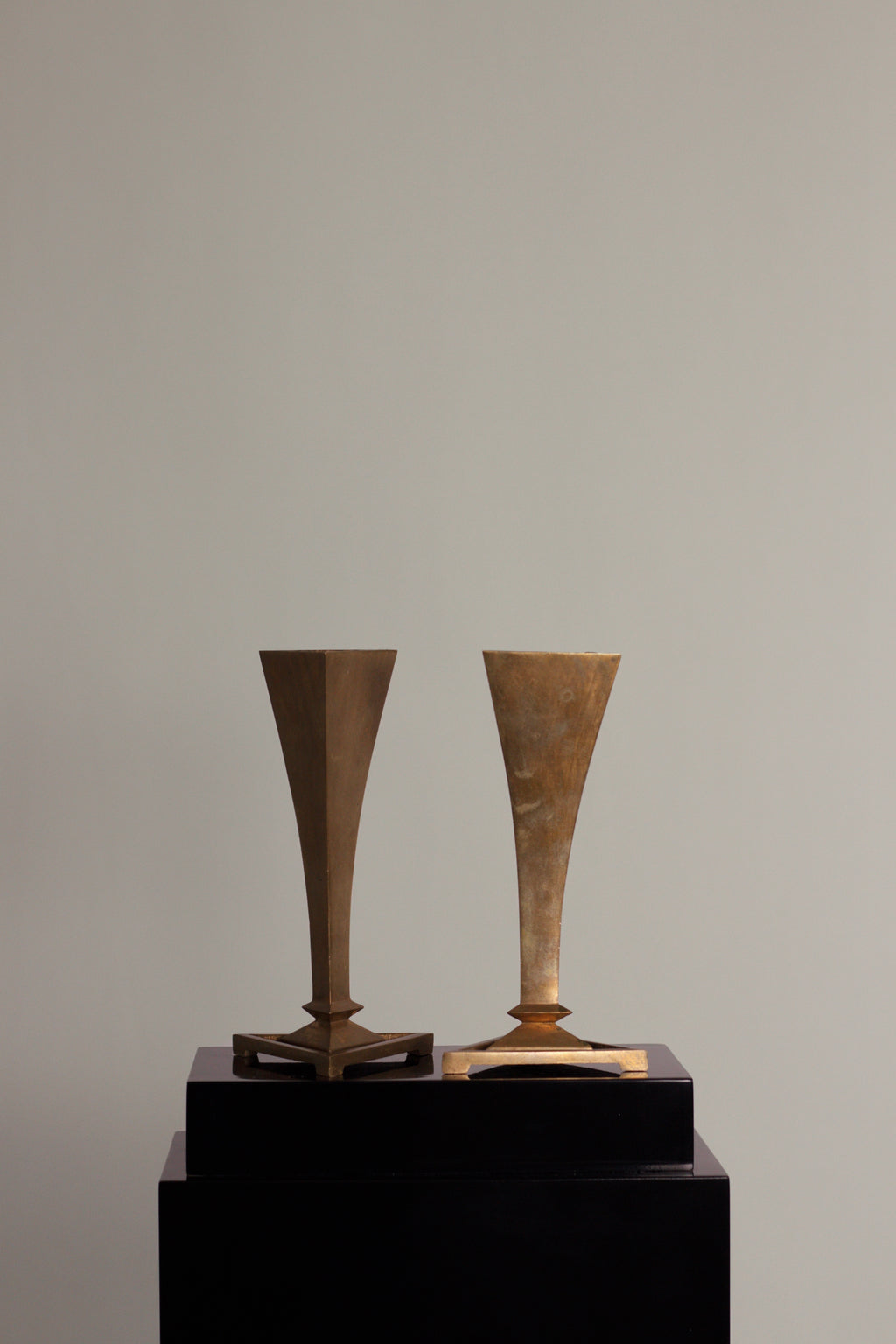 Pair of Art Deco Brass Vases