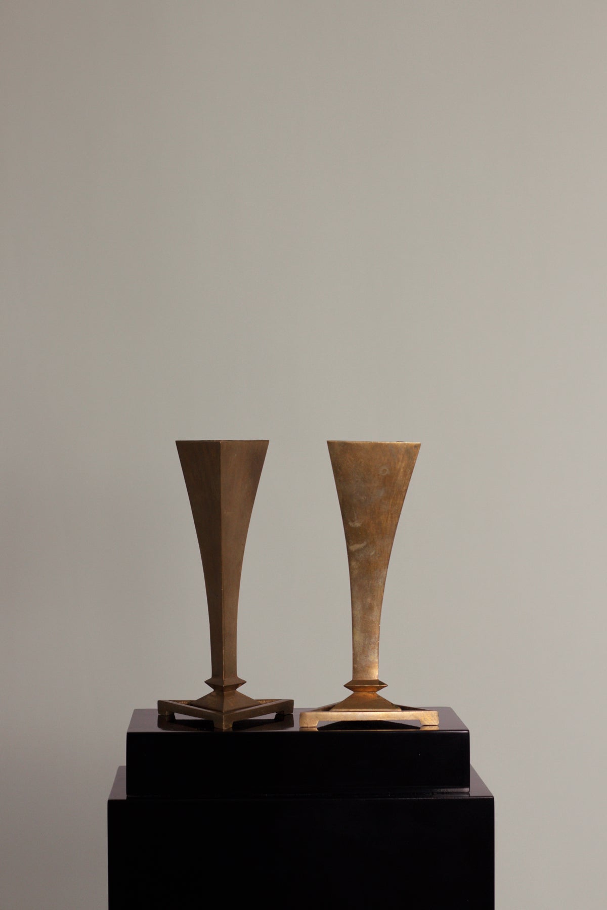 Pair of Art Deco Brass Vases