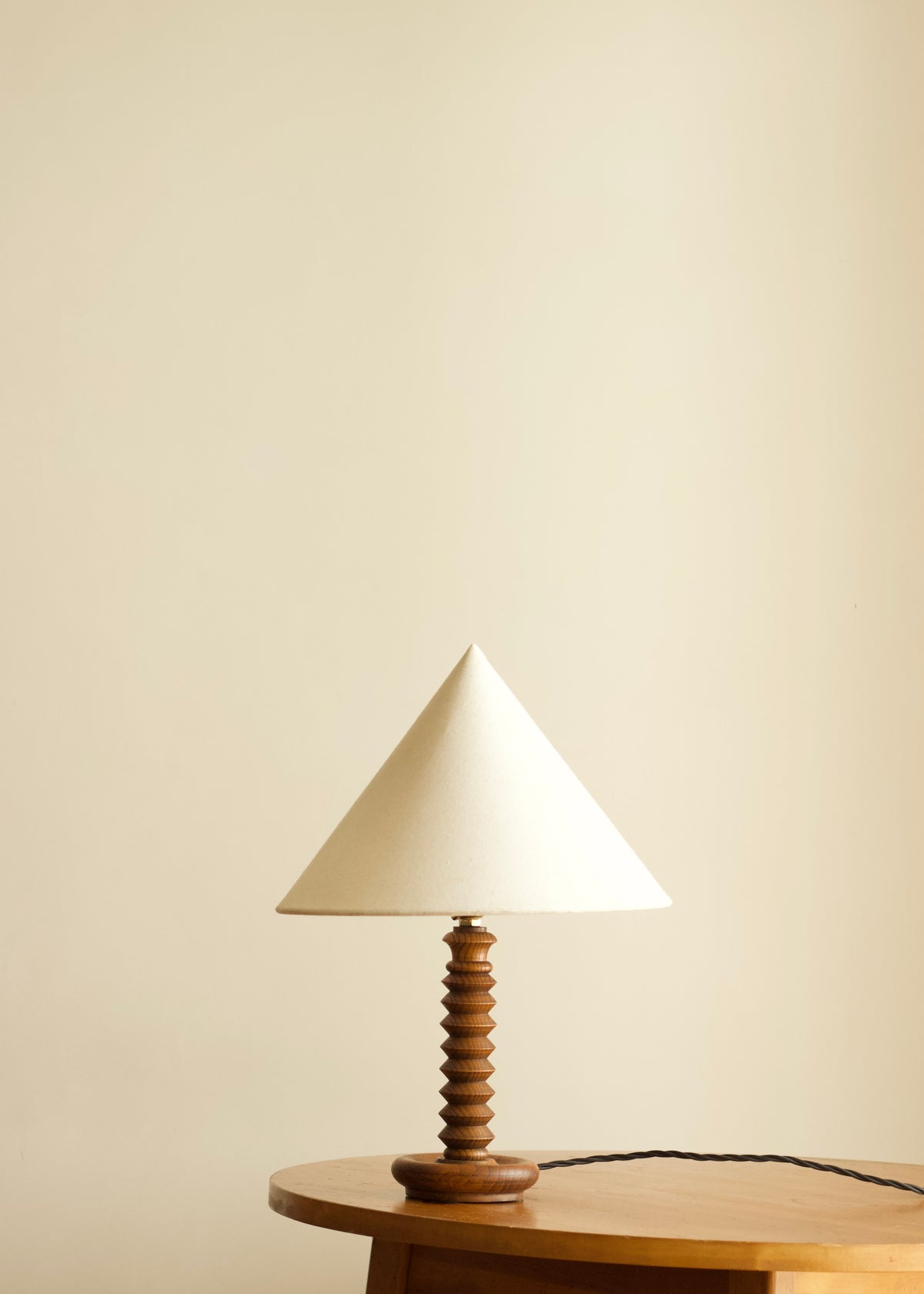 French Art Deco Geometric Wood Table Lamp