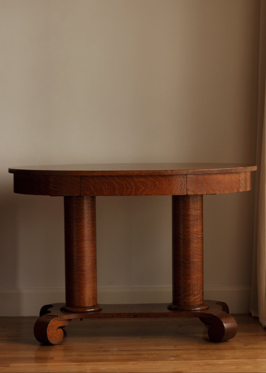 Oak Column Table, 20th Centry