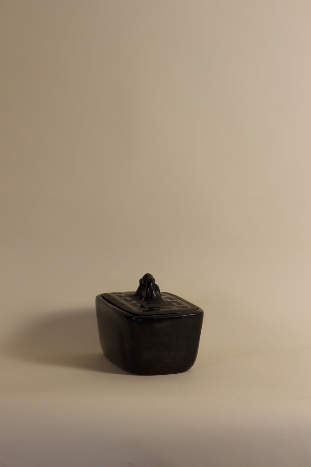 Sculptural Black Ceramic Box