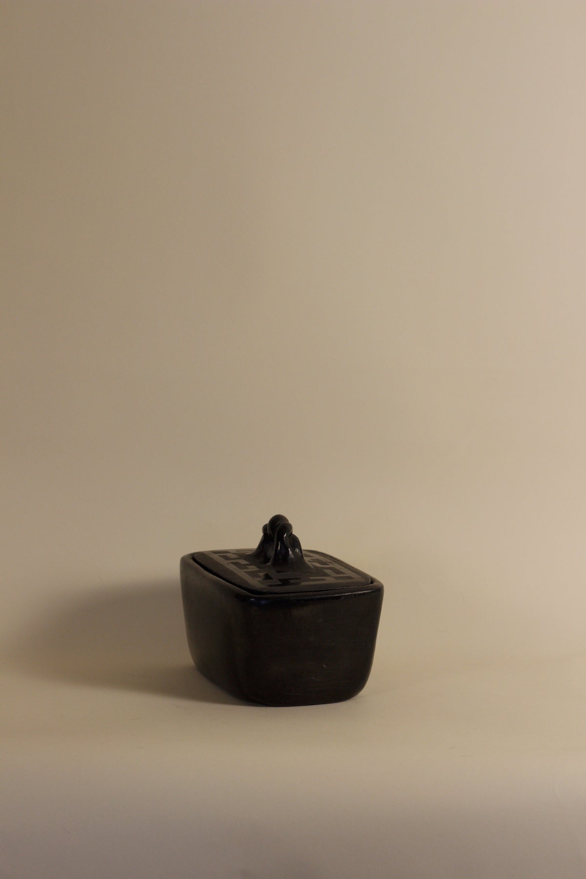 Sculptural Black Ceramic Box