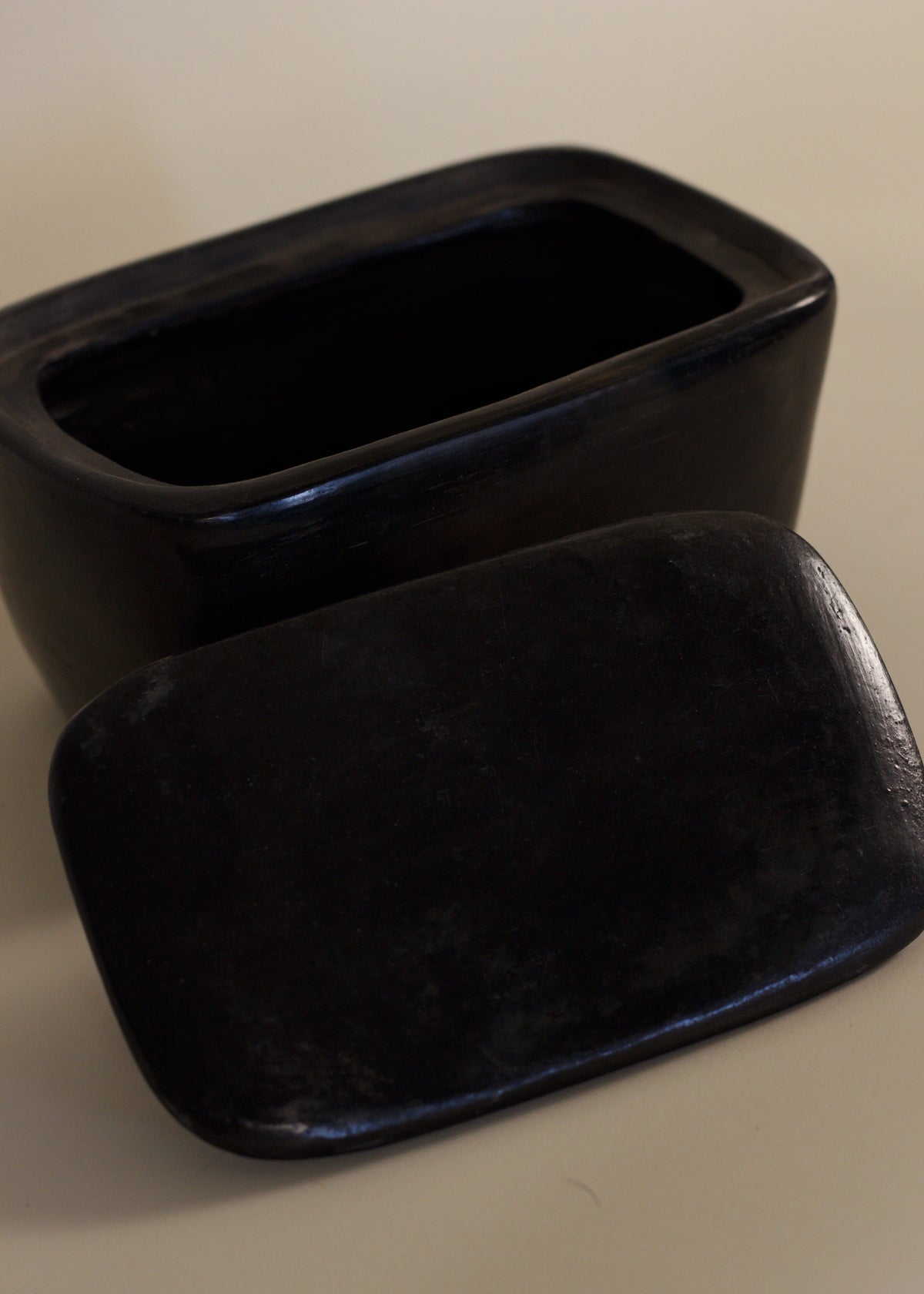 Sculptural Black Ceramic Box