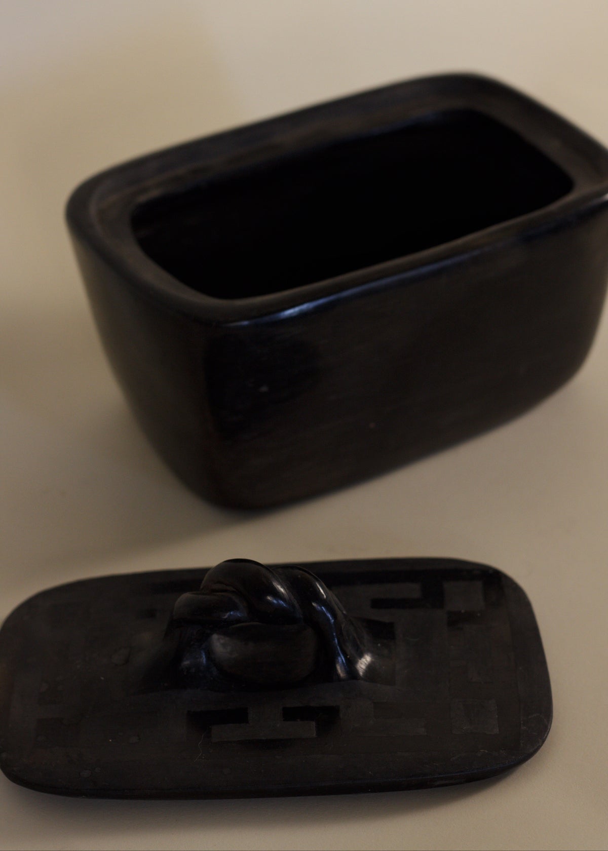 Sculptural Black Ceramic Box